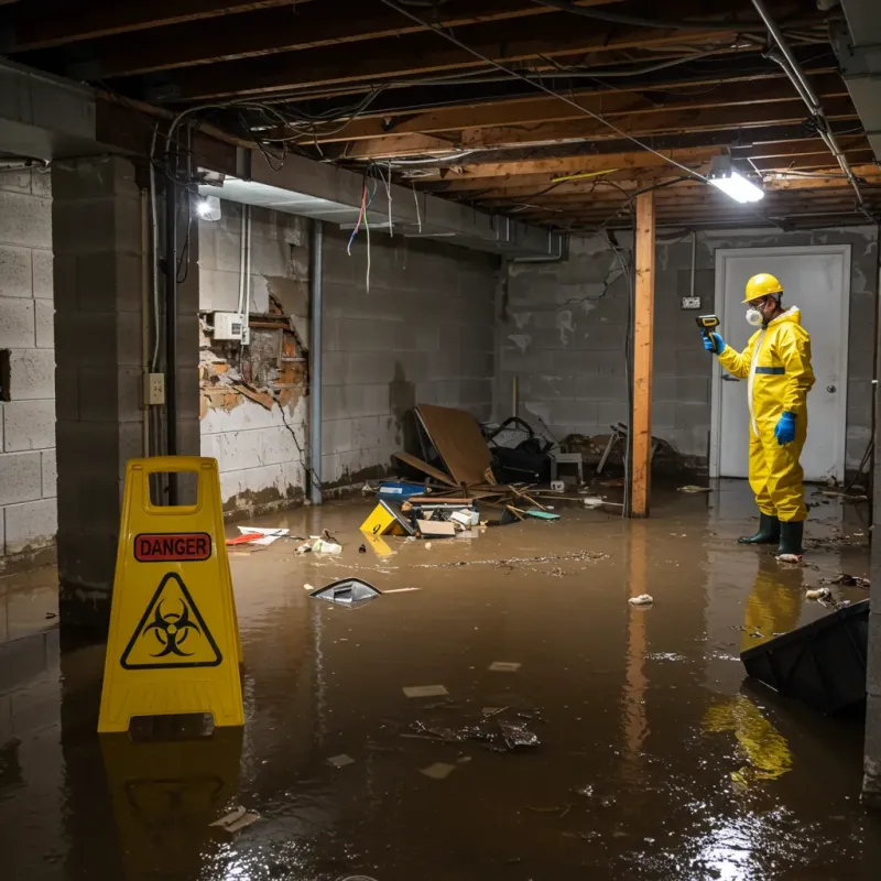 Flooded Basement Electrical Hazard in Akron, IN Property