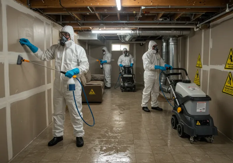 Basement Moisture Removal and Structural Drying process in Akron, IN